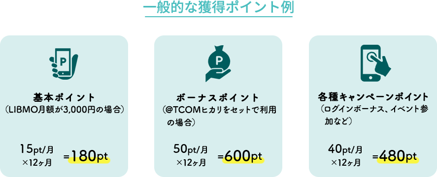 一般的な獲得ポイント例